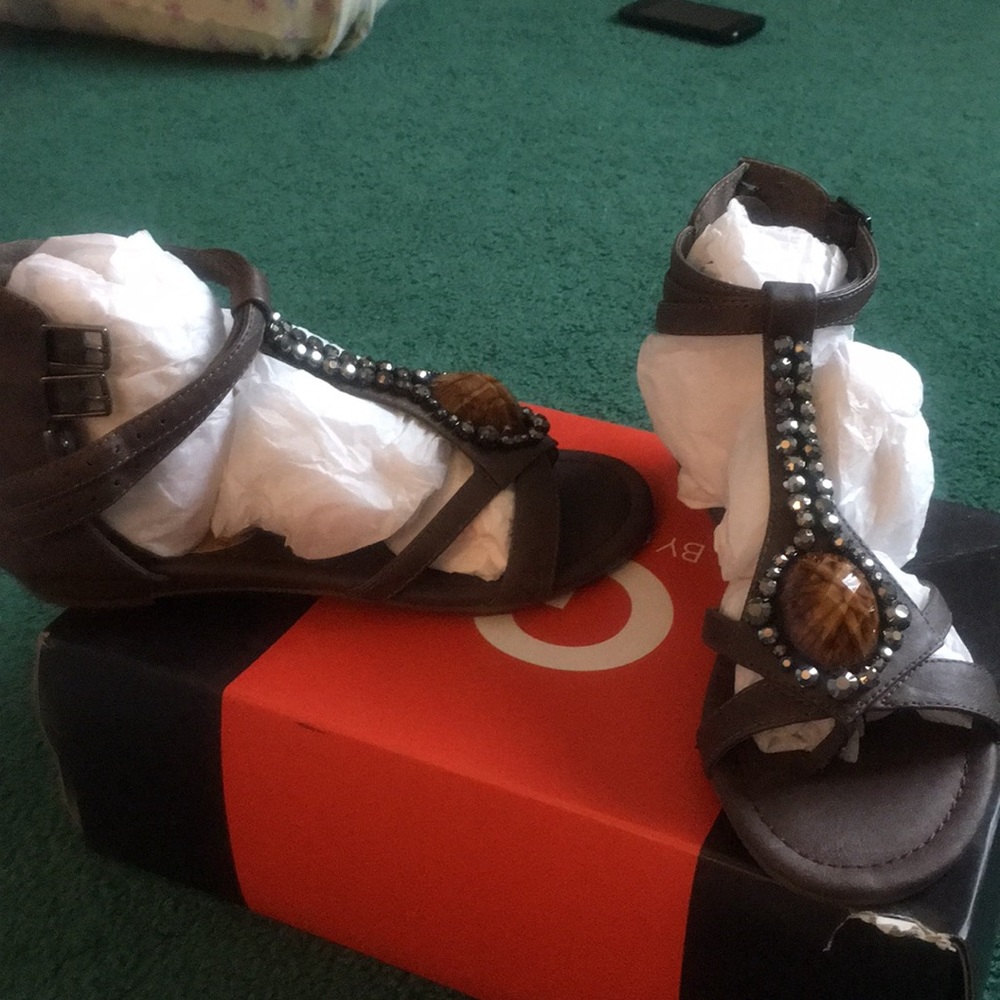 G by Guess Brown Studded Flat Sandals